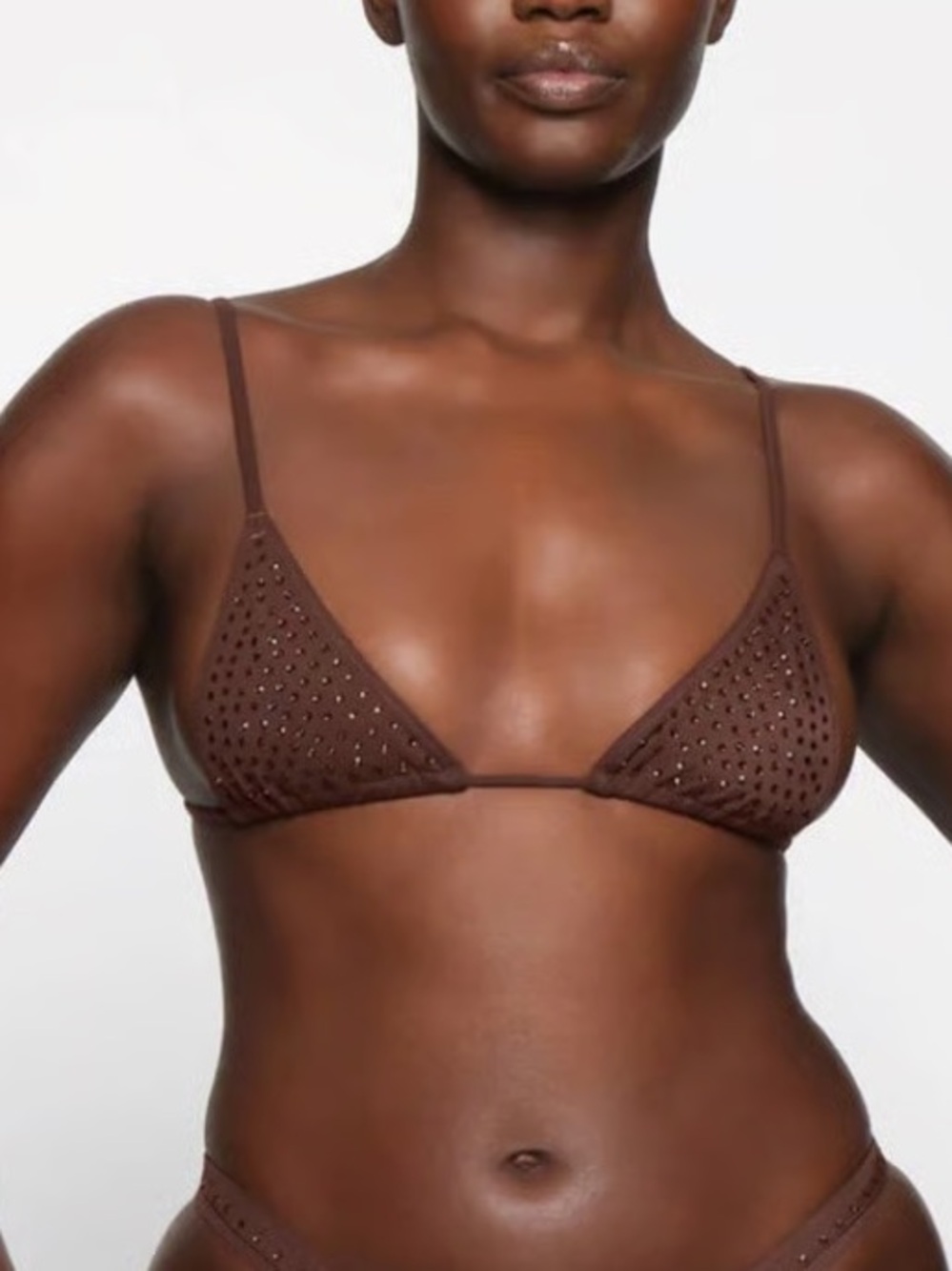 SKIMS Diamond Encrusted Triangle Bralette - Cocoa micro fit - Picture 3 of 4